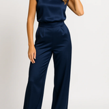 Women’s Elegant Sleeveless Jumpsuit – High Neck Wide Leg One-Piece for Formal Events
