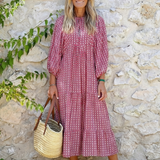 Arlette | Geometrické vzory Dlouhé rukávy Midi šaty
