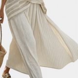 Viktorie | Comfortable Striped Bamboo Top & Flowing Linen Pants