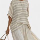 Viktorie | Comfortable Striped Bamboo Top & Flowing Linen Pants