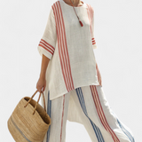 Sláva | Sophisticated Multicolor Striped Top & Mediterranean Pants