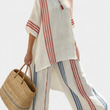 Sláva | Sophisticated Multicolor Striped Top & Mediterranean Pants