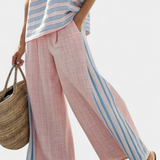 Viktorka | Elegant Pink-Blue Linen Blouse & Soft Pants