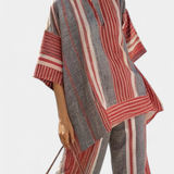 Ilona | Elegant Coral-Gray Linen Top & Wide-Leg Pants