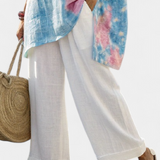 Tonička | Comfortable Relaxed Linen Top & Striped Bamboo Pants
