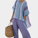 Zlata | Elegant Lavender & Sky Blue Top & Linen Pants