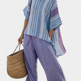 Zlata | Elegant Lavender & Sky Blue Top & Linen Pants