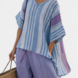 Zlata | Elegant Lavender & Sky Blue Top & Linen Pants