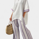 Lída | Comfortable Relaxed Blouse & Striped Bamboo Pants
