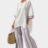 Lída | Comfortable Relaxed Blouse & Striped Bamboo Pants