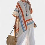 Iveta | Sophisticated Asymmetrical Blouse & Wide-Leg Linen Pants