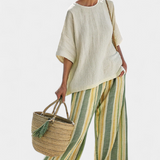 Monika | Sophisticated Top & Striped Linen Pants