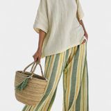 Monika | Sophisticated Top & Striped Linen Pants