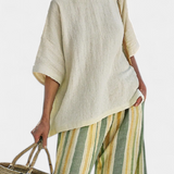 Monika | Sophisticated Top & Striped Linen Pants