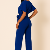 Women's Tie Ribbon Jumpsuit – Short Sleeved One-Piece