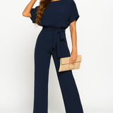 Women's Tie Ribbon Jumpsuit – Short Sleeved One-Piece