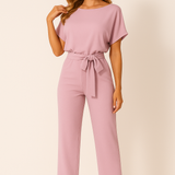 Women's Tie Ribbon Jumpsuit – Short Sleeved One-Piece