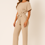 Women's Tie Ribbon Jumpsuit – Short Sleeved One-Piece