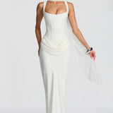 Adelina | Rochie maxi cu decolteu pătrat