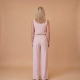 Wide Leg Jumpsuit – Round Neck Mid-Waist Fit for Elegant Styling