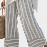 Stellka | Elegant Asymmetrical Blouse & Striped Pants