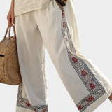Sylva | Sophisticated Embroidered Raw Blouse & Wide Pants